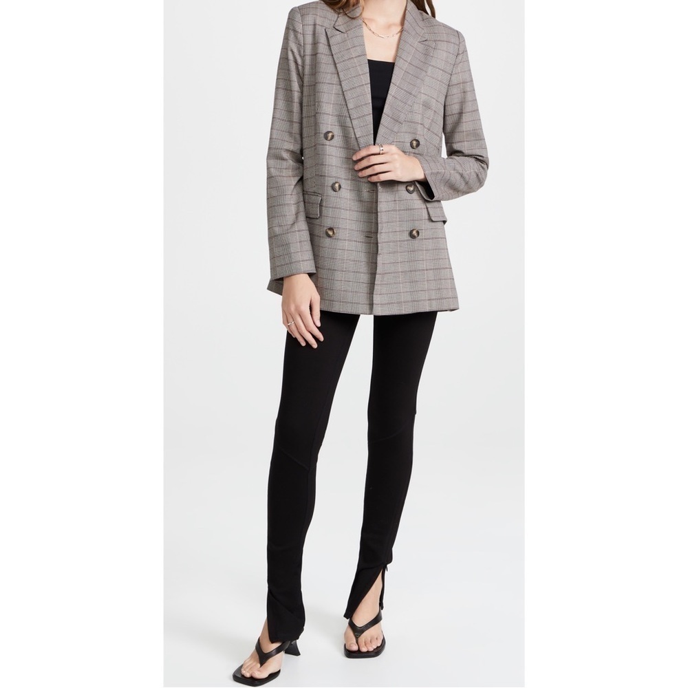 WAYF Finn Double Breasted Blazer Jacket Boxy Fit Plaid Size Large